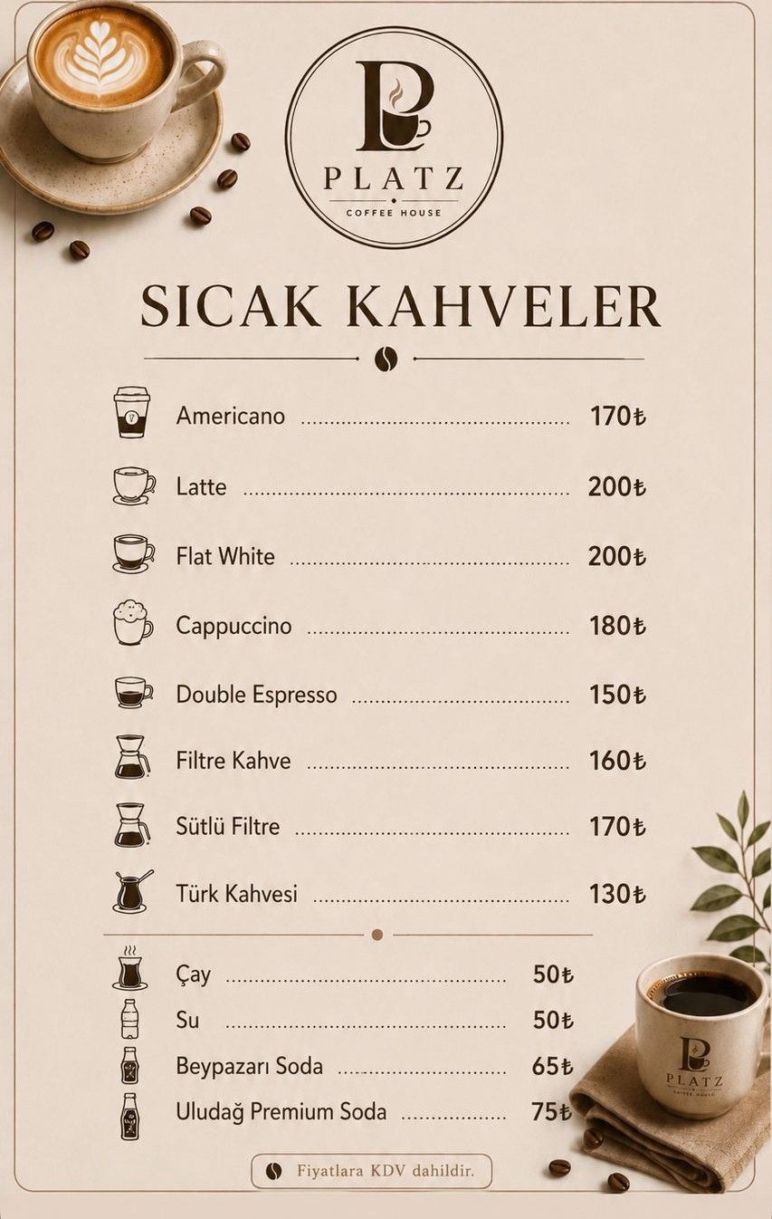 Sıcak kahveler menüsü