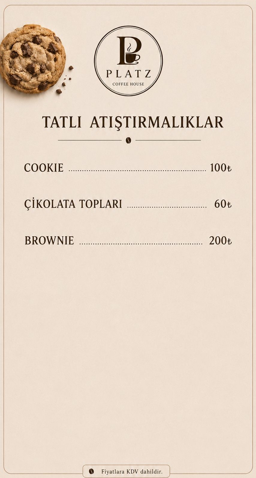 Tatlı atıştırmalıklar menüsü